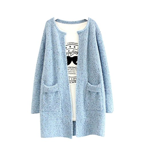 SAYM Women's Fashion Loose Wave Round Collar Point Long Sweater Coat