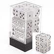 Frosted 16mm d6 Clear/black Dice Block 12 pipped dice