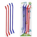 Best Dog Toothbrush 4-Pack By RoundPaw - Super Long, 8.5 Inches Double Headed Dog Toothbrushes For Dogs & Cats - Suitable For Small & Large Teeth - Easy To Use, Portable - For Advanced Dog Dental Care