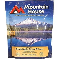 Mountain House Oriental Style Rice and Chicken with Vegetables Freeze Dried 2 Person Pouch - like MRE Food / Meal for Hiking, Camping, Fishing, Hunting and Outdoor Recreation
