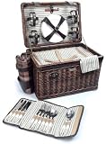 Enchanted Evening Dark Willow Picnic Basket with Deluxe Service for 4 - Picnic & Beyond