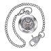 Harley Davidson Bulova Mens Pocket Watch. Raised antiqued pewter Harley-Davidson Eagle and Bar & Shield medallion dial, bold luminous hands and markers. Stainless steel case and 15" chain with lobster claw claps. Matches 76A12 wristwatch. Etched full Harley Bar and Shield on caseback, 76A18
