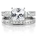 Cara's Engagement Ring Set - Princess Cut CZ - 925 Sterling Silver Rhodium Electroplated