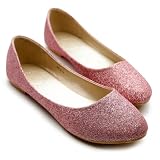 Ollio Womens Ballet Flat Loafers Cute Comfort Glitter Low Heels Multi Colored Shoes