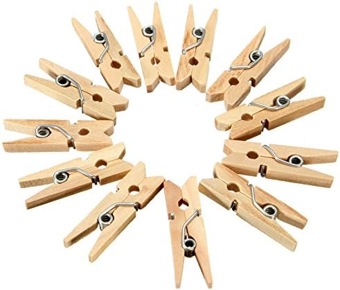 WICOO 50pcs Natural Color Wooden Clothespin Clips Album Photo Picture Paper Memo Pegs Craft Kids (4.5X0.7)