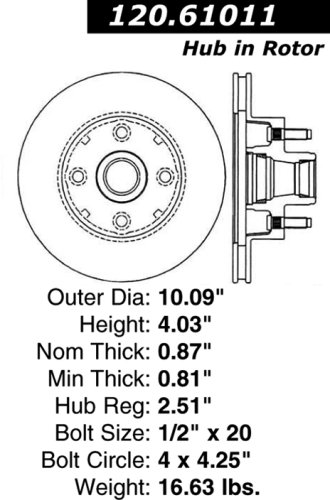 Centric Parts 120.61011 Premium Brake Rotor  