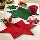 4-TLG. FILZ-PLATZSET PLATZMATTE WEIHNACHTEN GRÜN