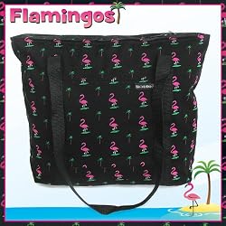 FLAMINGO Tote Bag Pink Flamingos Cotton with WATERPROOF LINING UNDERSIDE Travel Bags, for Gym or Beach Best Cute Unique GIFT IDEA for Him Her Man Men DAD MOM Mother Woman Women Ladies