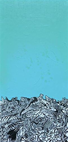 Abstract-Art Oil on Canvas Painting ,Hand Painted Wall Art BASHA Meets Ohm Paris Green 48 x 24 in 120 x 60 cm Unframed