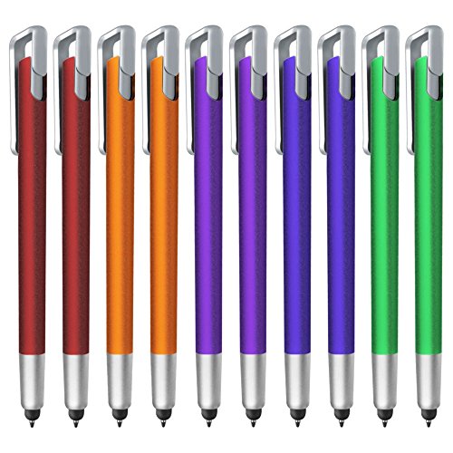 Stylus pen, F-color 2 in 1 Ultralight Stylus & Ballpoint for Touch Screens,iPhone 7 6s 6s Plus 6 6 Plus 5 5s 5c, iPad Pro,iPod, Android,Samsung, HTC & more Orange Red Blue Green Purple, 10 Pack