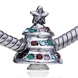 Pugster Christmas Beads Pugster Pandora Style Bead Christmas Tree Crystal Bead Charm Fits Pandora Charms Bracelet
