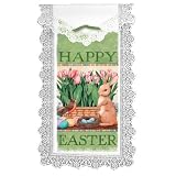 Heritage Lace Happy Easter Bunny 12-Inch by 20-Inch White Wall Hanging
