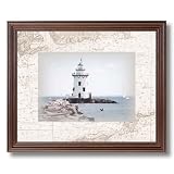 Vintage Lighthouse Beach Lake Landscape Home Decor Wall Picture Cherry Framed Art Print