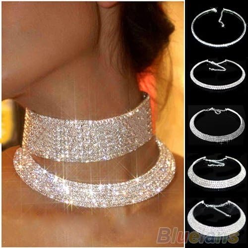 Jielry New Crystal Rhinestone Collar Necklace Choker Necklaces Wedding Birthday Jewelry ( SIZE MEANS QUANTITY OF ROW) (Size: 5)