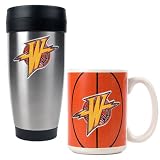 Golden State Warriors NBA Stainless Steel Travel Tumbler & Game ball Ceramic Mug Set - Primary Logo
