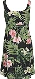 Empire Tie Front Short Tank - Pale Hibiscus Orchid Empire Waist Scoop Square Neck Knee Length Hawaiian Aloha Pullover Dress - Regular and Plus Size
