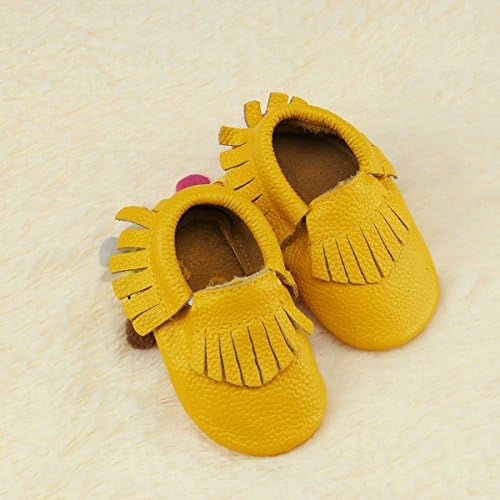 Baby Soft Leather Tassel Infant Boy Girl Sole Shoes Toddler Moccasin 11cm-15cm (12cm, yellow)