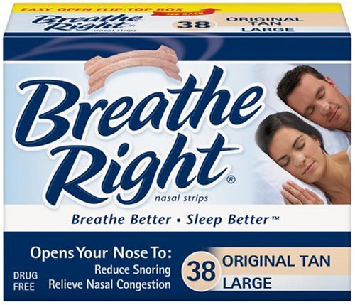 Breathe Right Nasal Strips, Large, Tan, 38-Count Boxes (Pack of 2)