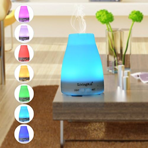 LivingKit® Essential Oil Diffuser - 100 ml Premium Cool Mist Aroma Humidifier with 7 Color Changing LED Lamps,Waterless Auto Shut-off Function for Home,Office, Bedroom.