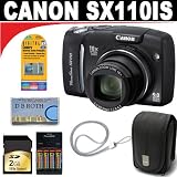 cheap Canon Powershot SX110IS 9MP Digital Camera with 10x Optical Image Stabilized Zoom (Black) + Deluxe DB ROTH Accessory Kit