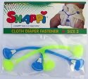 Snappi Cloth Diaper Fasteners - Toddler Size 2 - Pack of 2 (Blue, Dayglo Yellow)