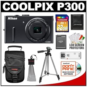Nikon Coolpix P300 Digital Camera (Black) with 32GB Card + Battery + Case + Tripod + Accessory Kit