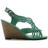Ollio Womens Wedges Strappy Sandals High Heels Buckle Mesh Multi Colored Shoes
