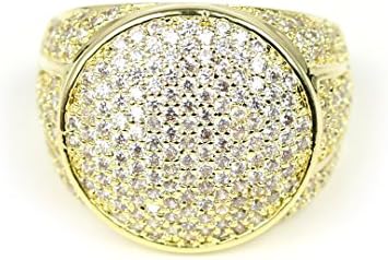 HIP HOP STYLE Scaly Bling Gold ICED OUT Round Men's Ring | BHR108G (9, brass-plated-gold)