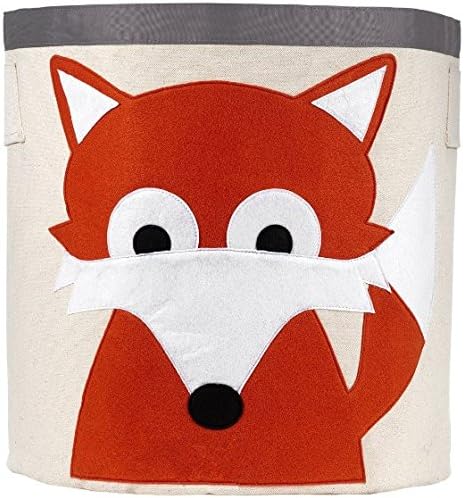 Large Storage Bin Toy Bucket Laundry Bag Kid's Room Organizer (Red Fox)
