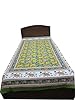 Indiatrendzs 100% Cotton Bedsheet Yellow Green Animal Printed Twin Size Single Bed Cover