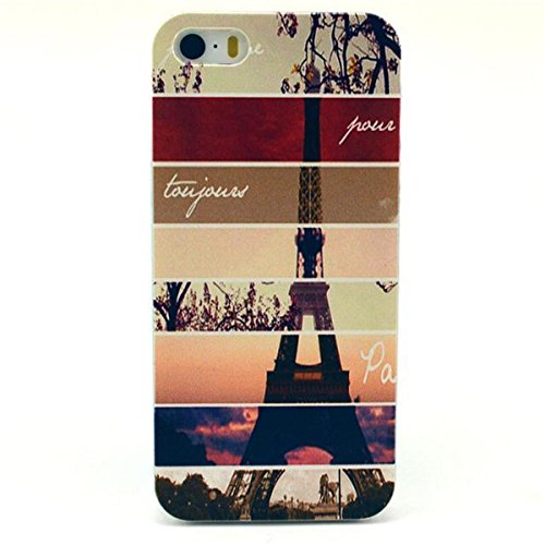 Cute funny Picture Hard Back Case Cover Skin For Apple iPhone5 5G 5S -Eiffel Tower at dusk (Package includes: 1 X Screen Protector and Stylus Pen image”Gift_Source”)