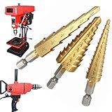 3 ピース クイック チェンジ 1/4 インチ六角シャンク大きい チタン コーティング さ れ た ステップ ドリル ビット セット