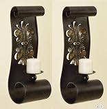 Large Oversized Tuscan Iron Candle Wall Sconce Set of 2