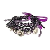 Purple Silver Flower Multi Strand Adjustable Friendship Fashion Bracelet