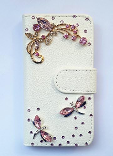 Bling Crystal Dragonfly Flip PU Leather Wallet Card Slots Case Cover For Wiko Rainbow 4G