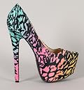 Bumper Elle-10 Printed Pointy Toe Platform Pump
