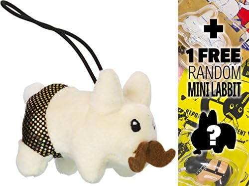 White: ~2.75" Happy Labbit Cute N' Crazy Mini-Plush by Frank Kozik + 1 FREE Official Labbit Mini-Figure Bundle