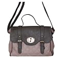 Quilted Stitch Fashion Satchel Handbag Nude Pink & Grey
