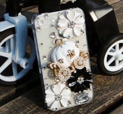 ◆3Dデコ盛り♪♪キラキラ♪ラインストーンケース/iphone5/アイフォン5/専用ケースカバー/かぼちゃの馬車B