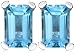 9ct White Gold Rectangle Blue Topaz Stud Earrings