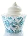 Aqua Blue & White Traditional Print Damask Cupcake Wrapper - Set of 12 - Well loved At Beach Weddings