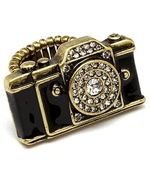 Camera Charm with Bling Lens Ring Love Photography - Antique Gold