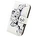 Bfun Packing Bcov White Floral Skull Slot Wallet Leather Cover Case for Samsung Galaxy S4 GS4