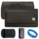 Black Noble Horizontal Case with Removable Spring Belt Clip for T-Mobile Samsung Galaxy S Blaze 4G Android smartphone + Screen Protector + Spider Pad Holder + SumacLife TM Wisdom*Courage Wristband
