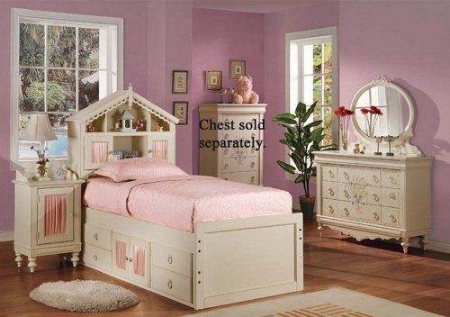 4pc Full Size Bedroom Set White Finish