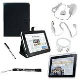 Proffesional Office Portfolio Melrose Leather Horizontal Flip iPad Stand Case for the Apple iPad Wifi / 3G Model 16GB, 32GB, 64GB with Extra Pocket for Miscellaneous Accessories + Includes a eBigValue (TM) Determination Hand Strap Key Chain + Includes a Full Durable iPad Anti-Glare Screen Protector + Travel Home Wall Charger + Travel Car Charger + 2 in 1 USB Data Charge and Sync Cable for Apple iPad (Combo is Compatible with All Versions of iPad) + Includes a Silver Graphic Designer Stylus Pen