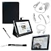 Proffesional Office Portfolio Melrose Leather Horizontal Flip iPad Stand Case for the Apple iPad Wifi / 3G Model 16GB, 32GB, 64GB with Extra Pocket for Miscellaneous Accessories + Includes a eBigValue (TM) Determination Hand Strap Key Chain + Includes a Full Durable iPad Anti-Glare Screen Protector + Travel Home Wall Charger + Travel Car Charger + 2 in 1 USB Data Charge and Sync Cable for Apple iPad (Combo is Compatible with All Versions of iPad) + Includes a Silver Graphic Designer Stylus Pen