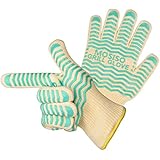 BBQ Gloves, Oven Gloves, Mosiso Premium Quality Extreme Heat Resistant EN407 Certified Grill Gloves, Oven Mitts, Potholders - Size XL, Hot Blue
