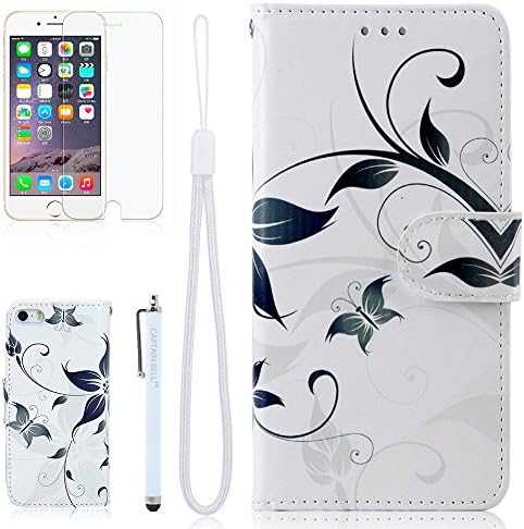 Captain Bell,iPhone 6 Case,iPhone 6S Case,iPhone 6S Wallet Case,Pu Leather Flip Case Lanyard Folio Cover Case for iPhone 6 6S 4.7 B-White