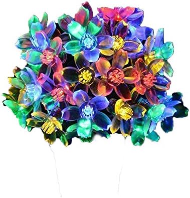 Sentexin Outdoor Solar String Lights 50 LED Decorative Light Fairy Lighting for Gardens Lawn Patio Christmas Trees Parties Wedding (flower)